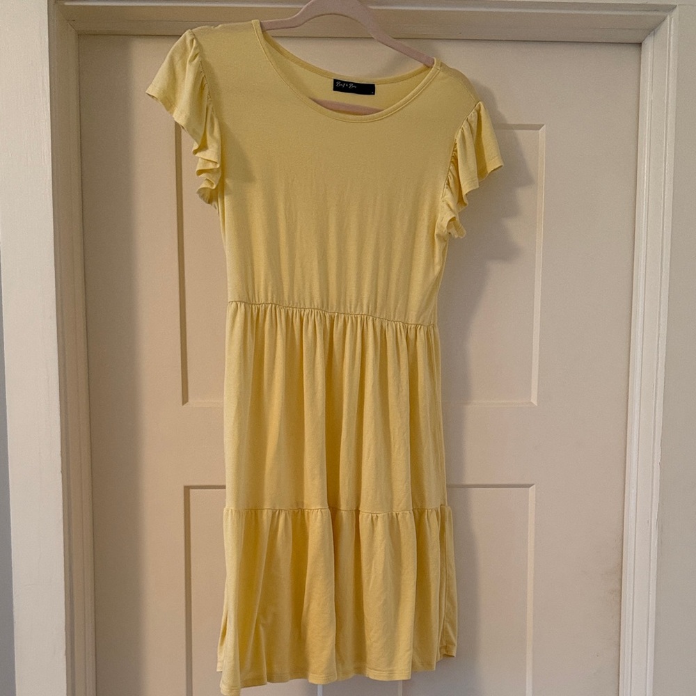 Yellow Ruffle Sleeve Dress